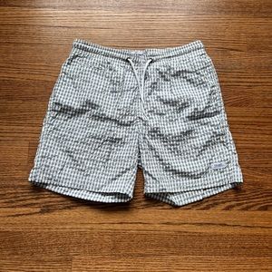 Men’s Trunks Surf & Swim Co. Blue and White Plaid Seersucker Swim Shorts Small S